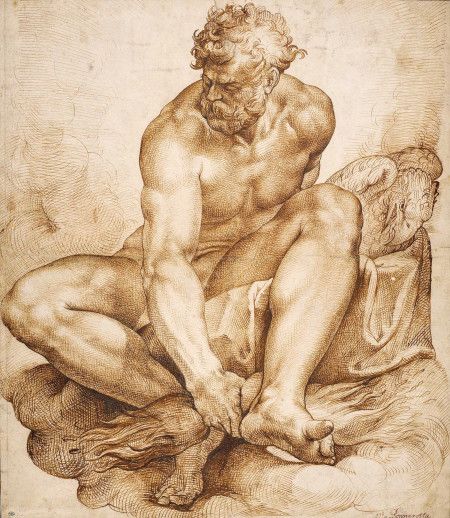 Bartolomeo Passerotti, Jupiter assis sur des nuages -détail Bartolomeo Passerotti, Jupiter assis sur des nuages -détail