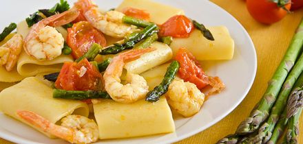 Paccheri gamberetti e asparagi