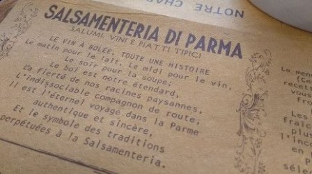 Salsamenteria di Parma - détail de la carte