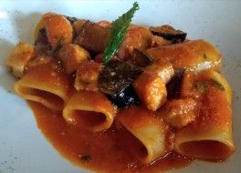 Paccheri espadon aubergine et menthe