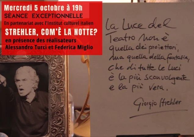 Strehler, Com'è la notte, projection en présence d'Alessandro Turci et Federica Miglio